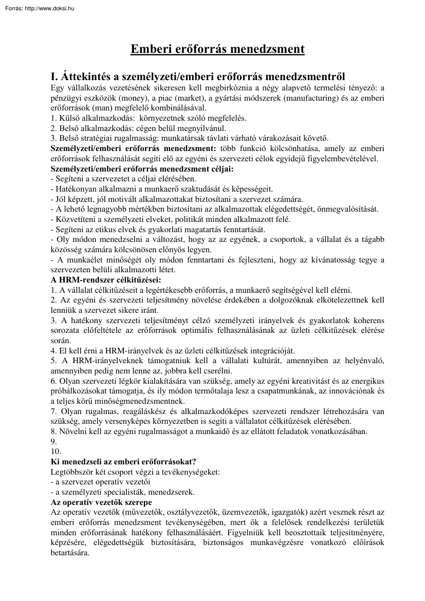 Emberi erőforrás menedzsment