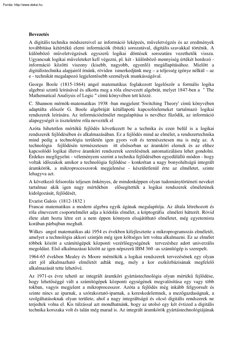 Digitális Technika I