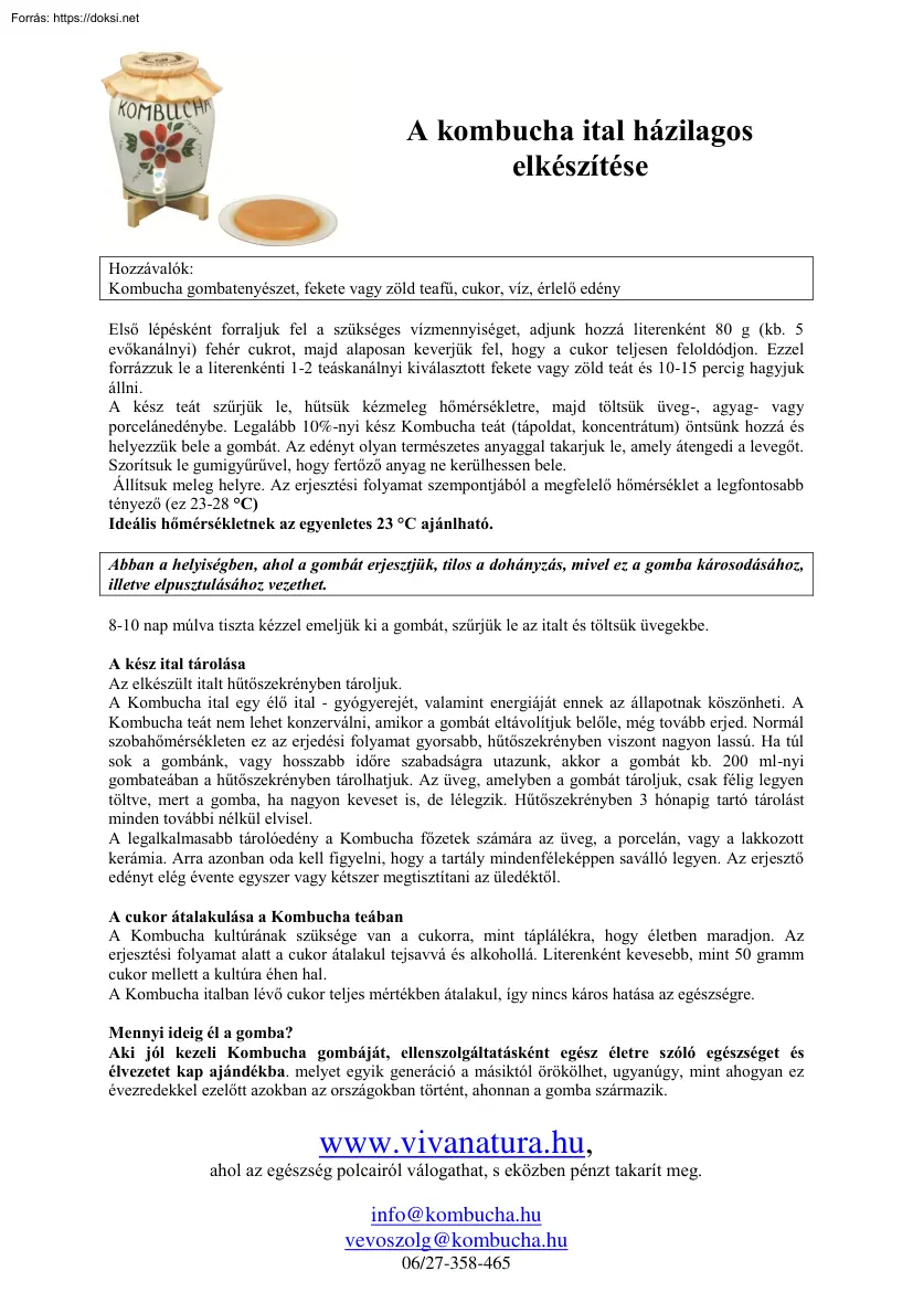 A kombucha ital házilagos elkészítése