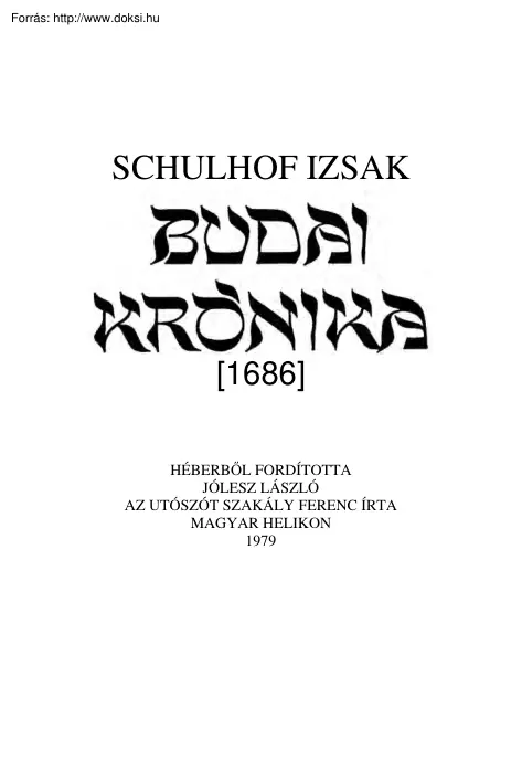 Schulhof Izsák - Budai Krónika