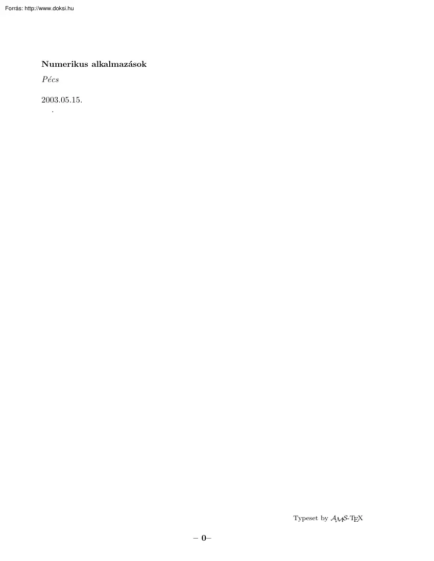 Numerikus alkalmazások