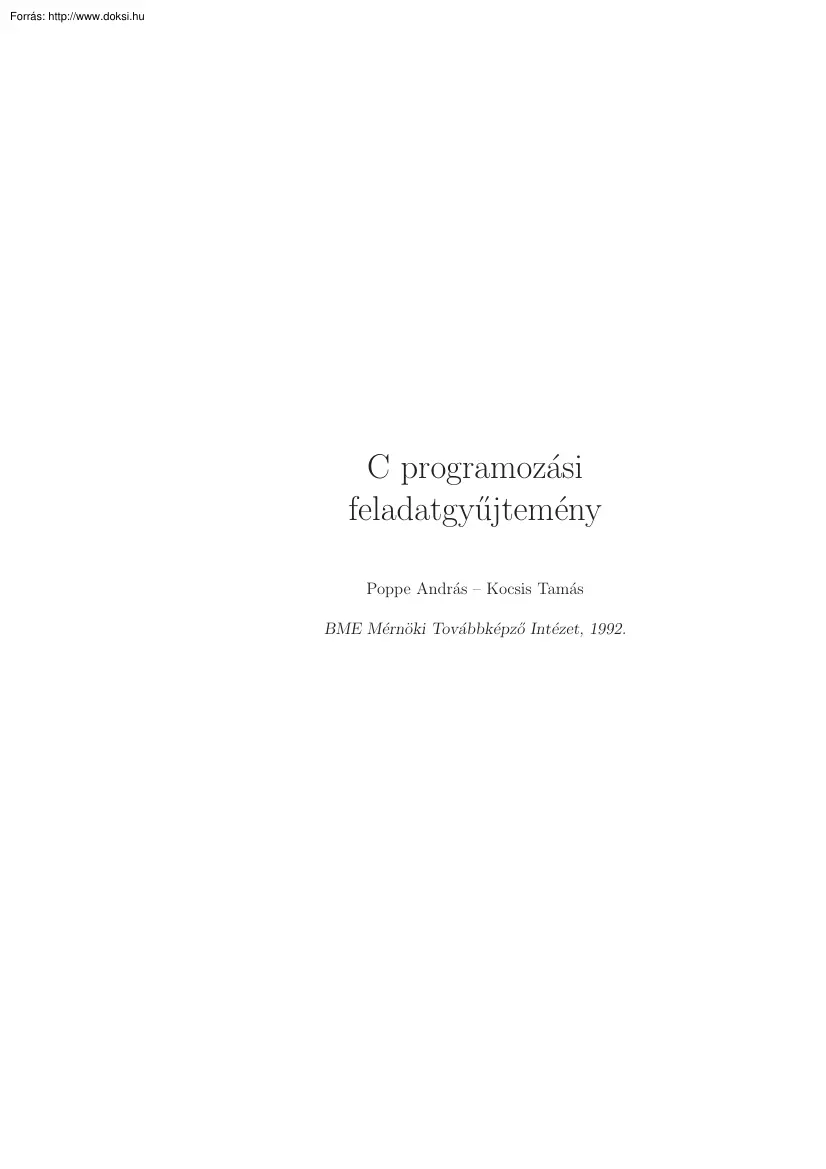 Poppe-Kocsis - C programozási feladatgyűjtemény