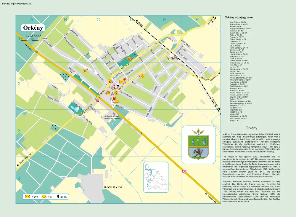 Örkény térképe és rövid története
