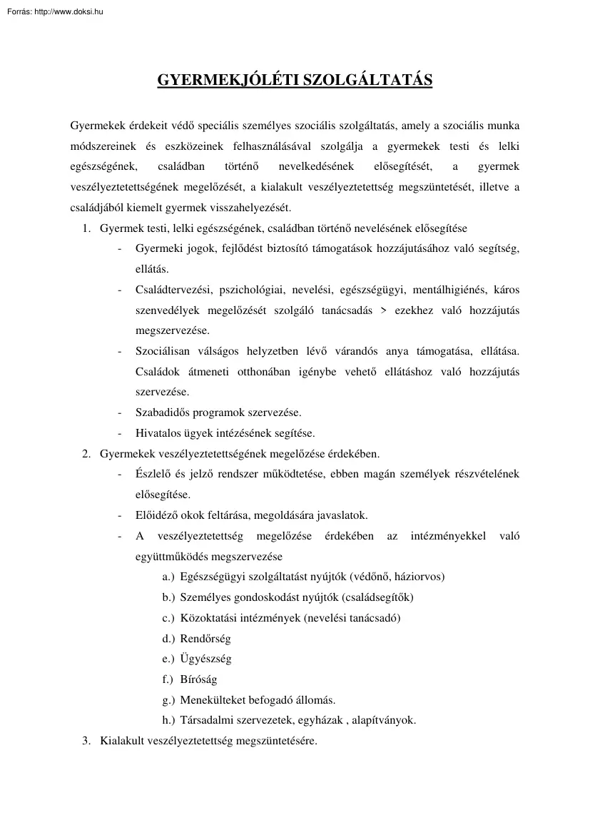 Gyermekjóléti szolgáltatás