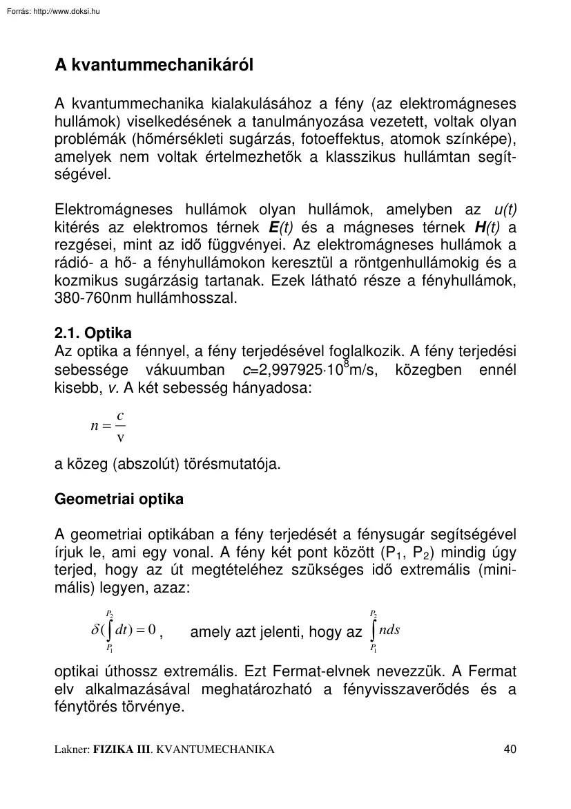 A kvantummechanikáról