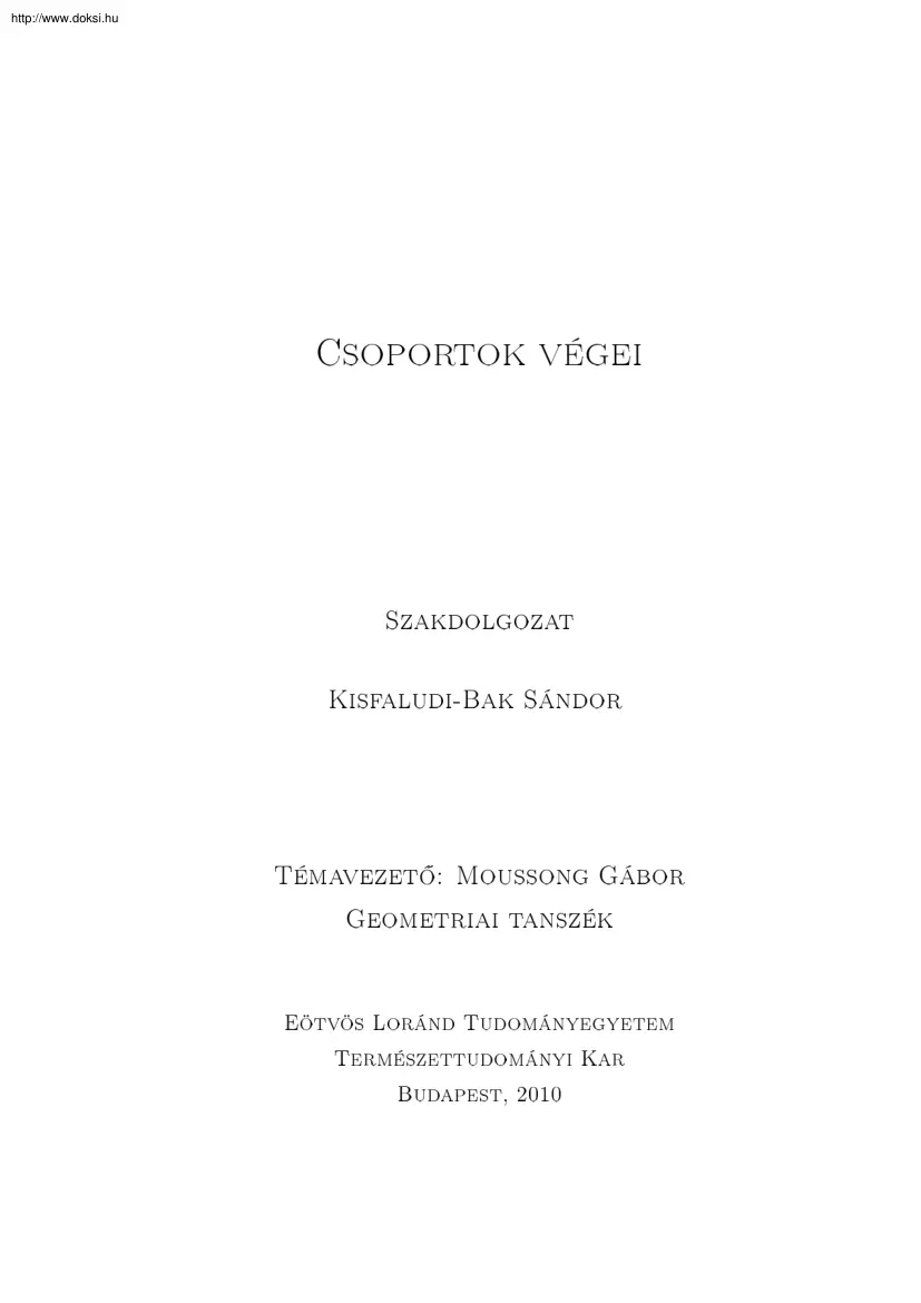 Kisfaludi Bak Sándor - Csoportok végei
