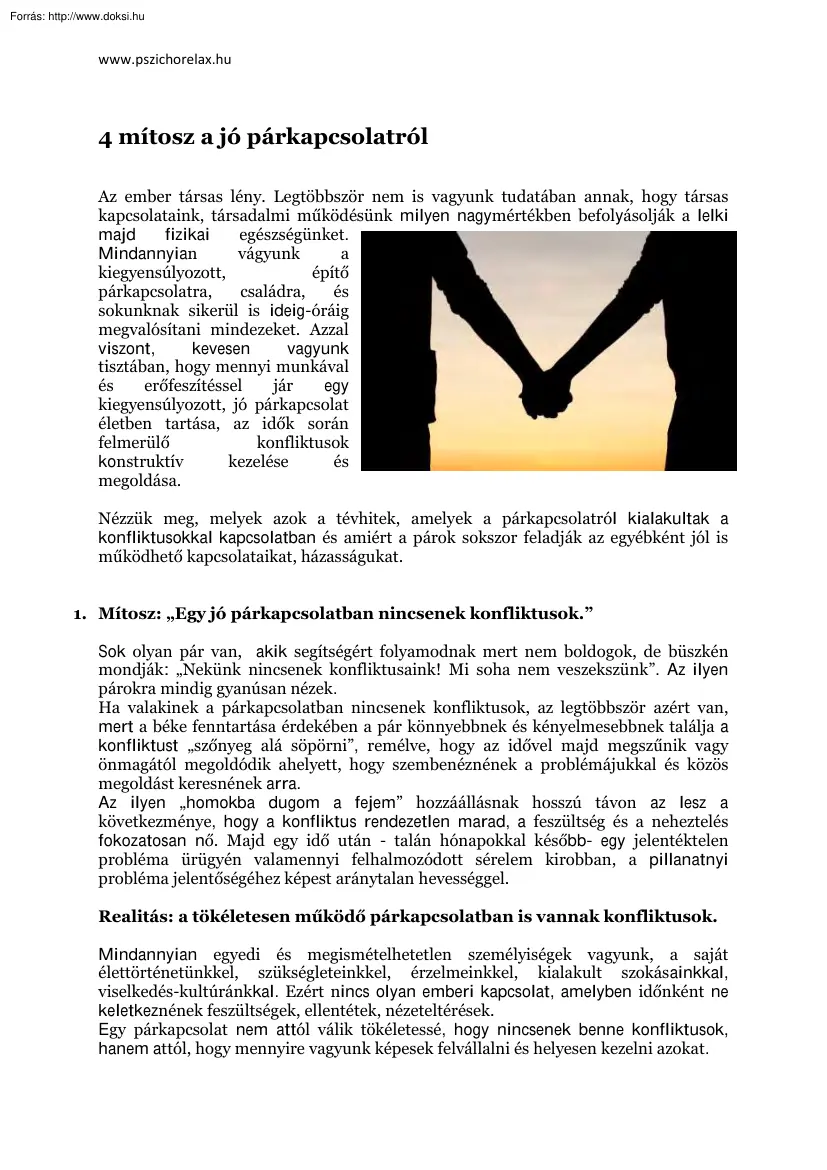 4 mítosz a jó párkapcsolatról