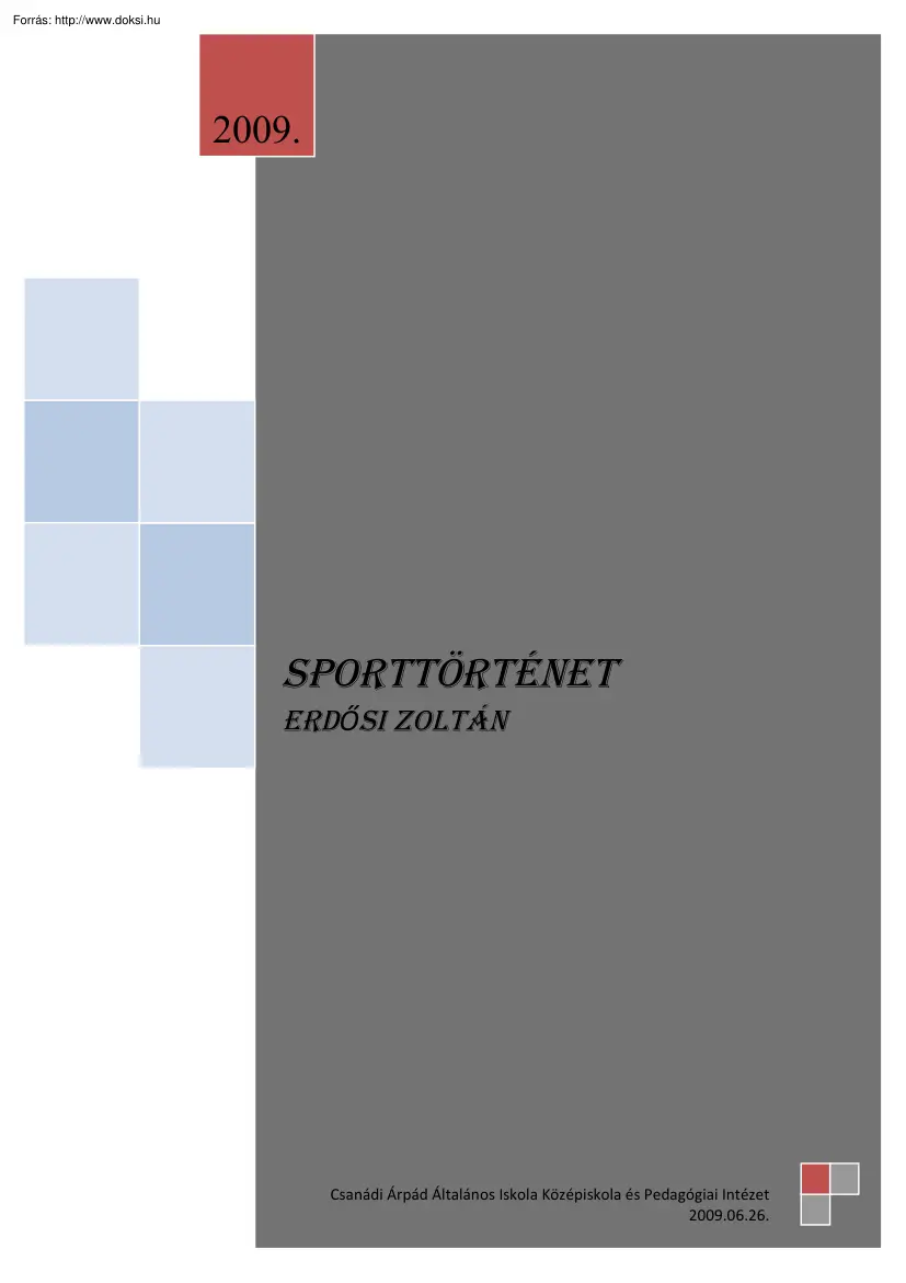 Erdősi Zoltán - Sporttörténet