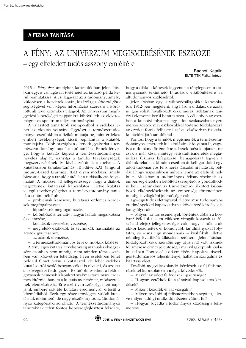 Radnóti Katalin - Az univerzum megismerésének eszköze