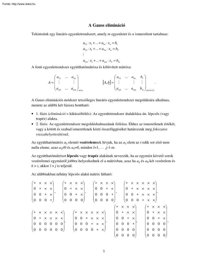 A Gauss elimináció