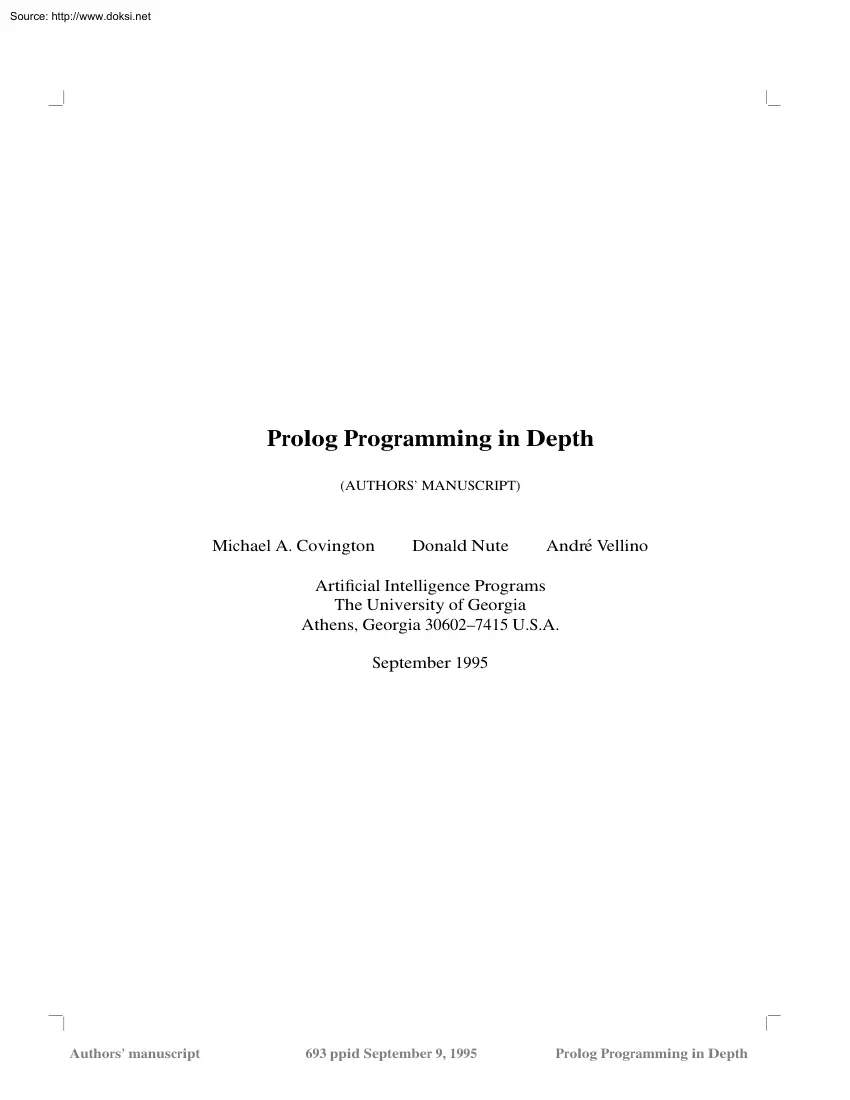 Covington-Nute-Vellino - Prolog Programming in Depth