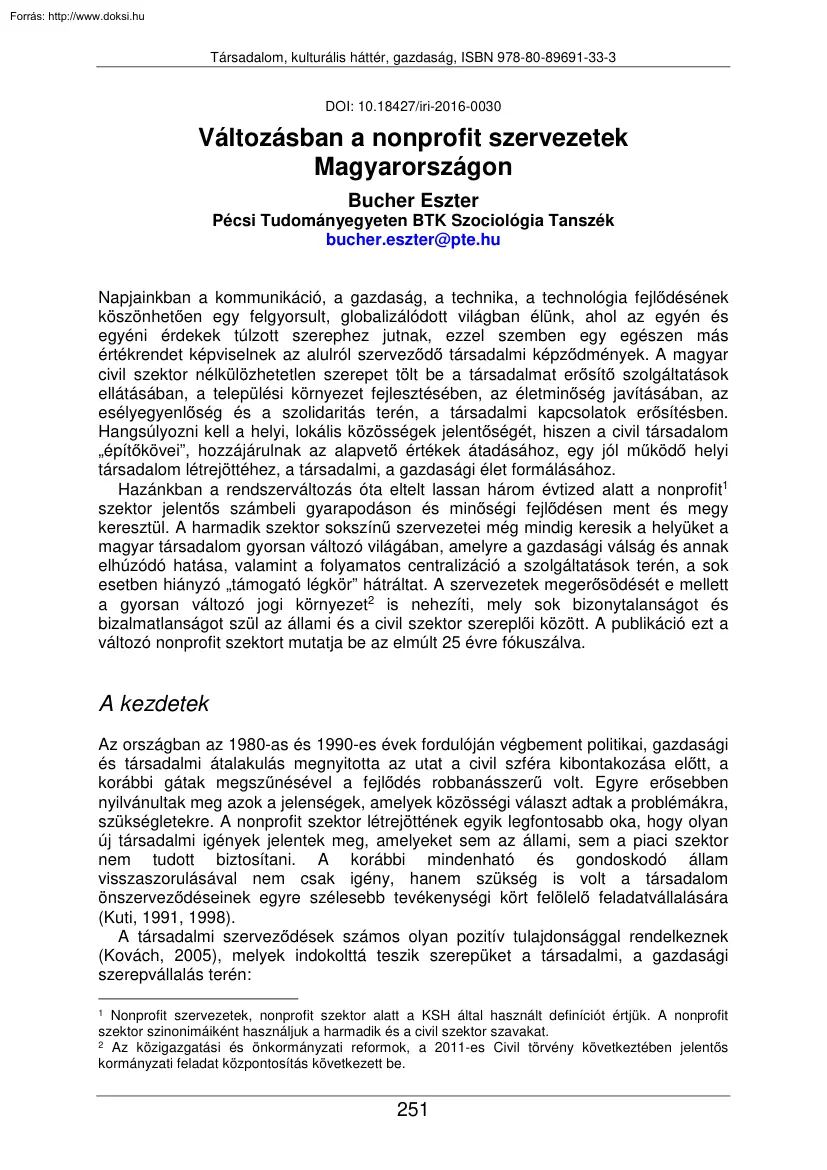 Bucher Eszter - Változásban a nonprofit szervezetek Magyarországon