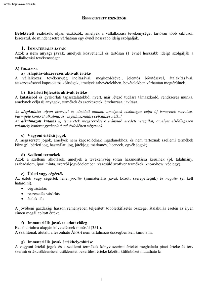 Befektetett eszközök