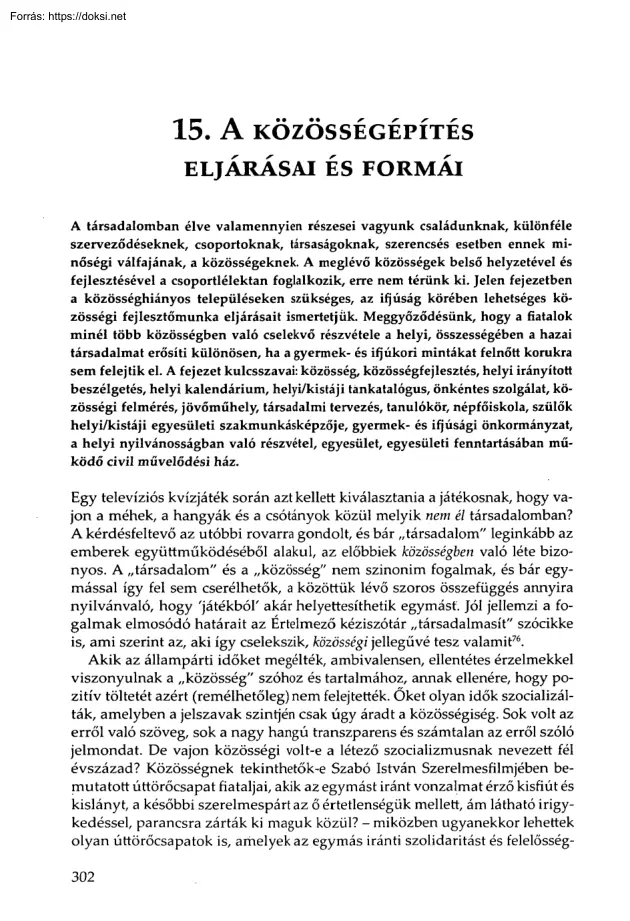 A közösségépítés eljárásai és formái