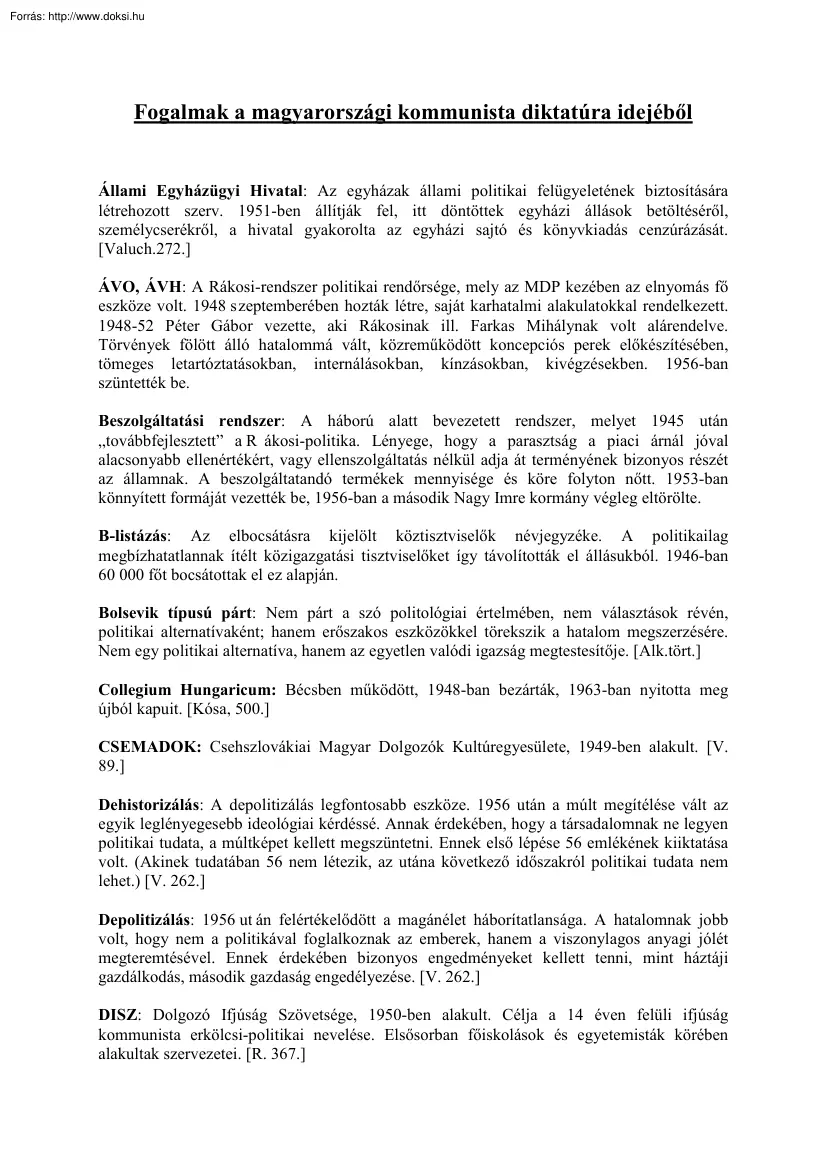 Fogalmak a magyarországi kommunista diktatúra idejéből