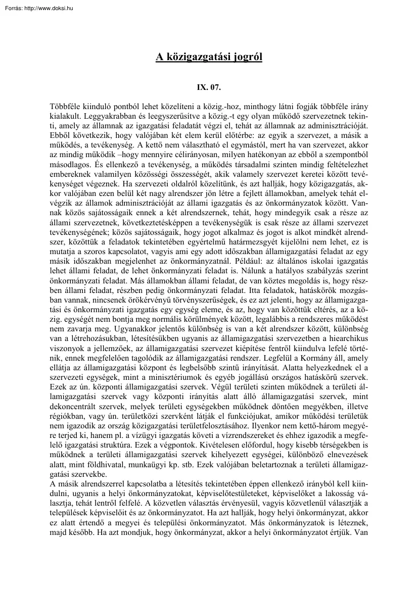 A közigazgatási jogról