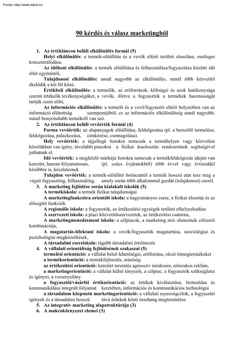 90 kérdés és válasz marketingből