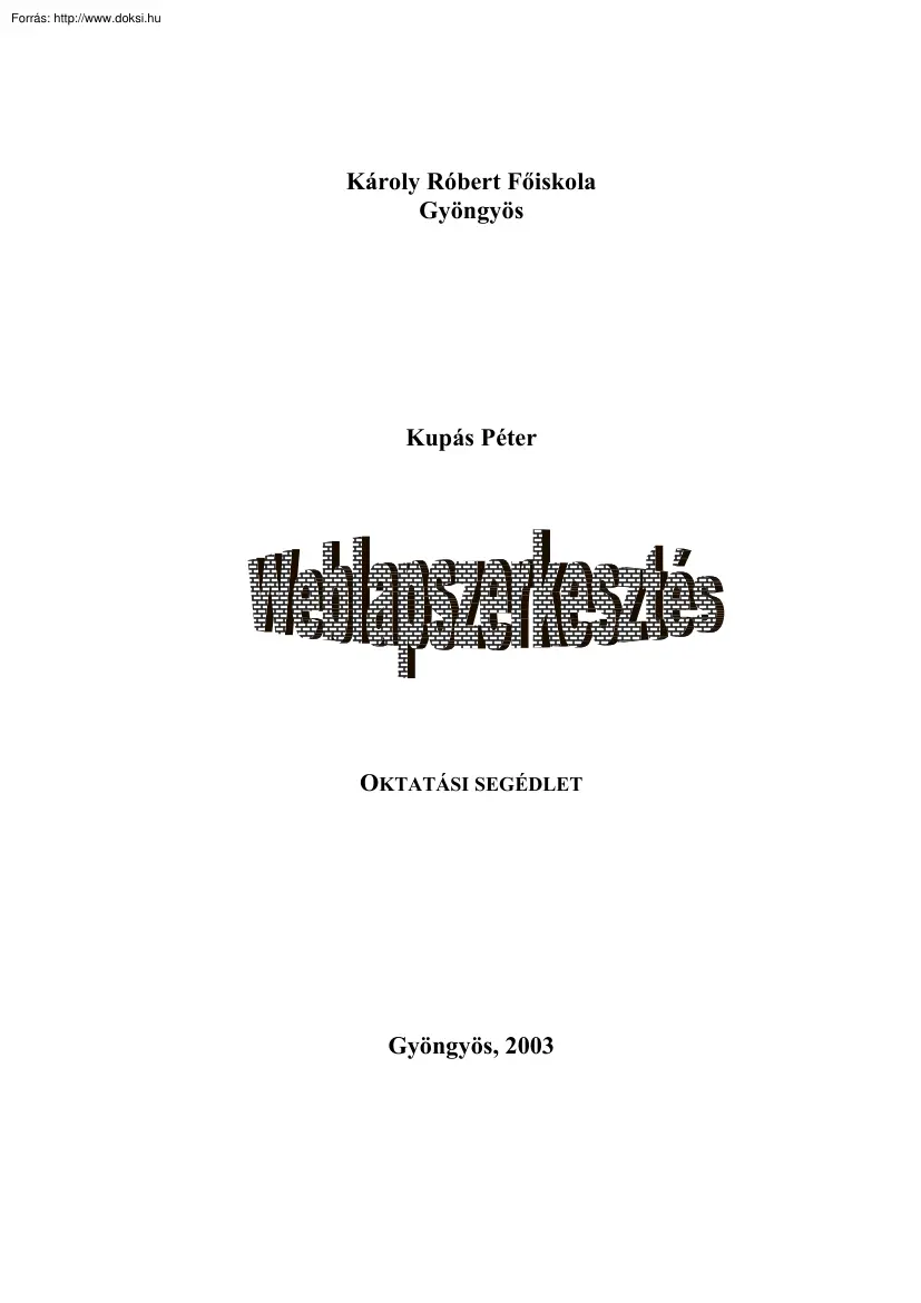 Kupás Péter - Weblapszerkesztés