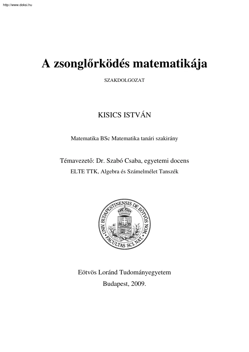 Kisics István - A zsonglőrködés matematikája