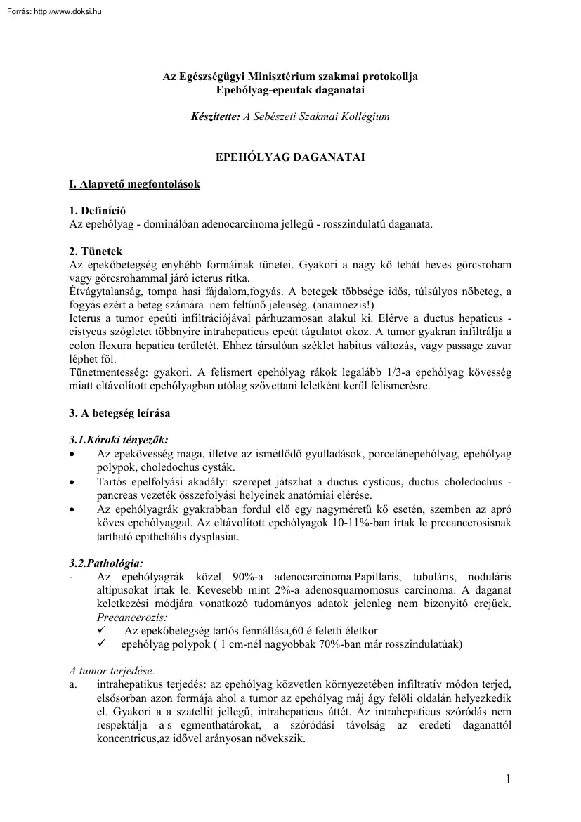 Az epehólyag daganatai