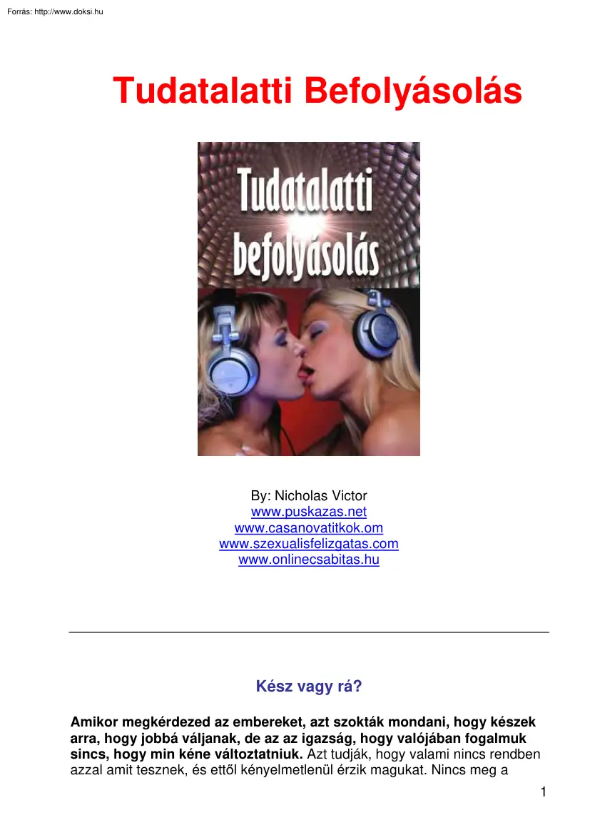 Nicholas Victor - Tudatalatti befolyásolás