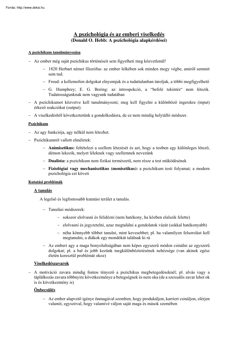 A pszichológia és az emberi viselkedés