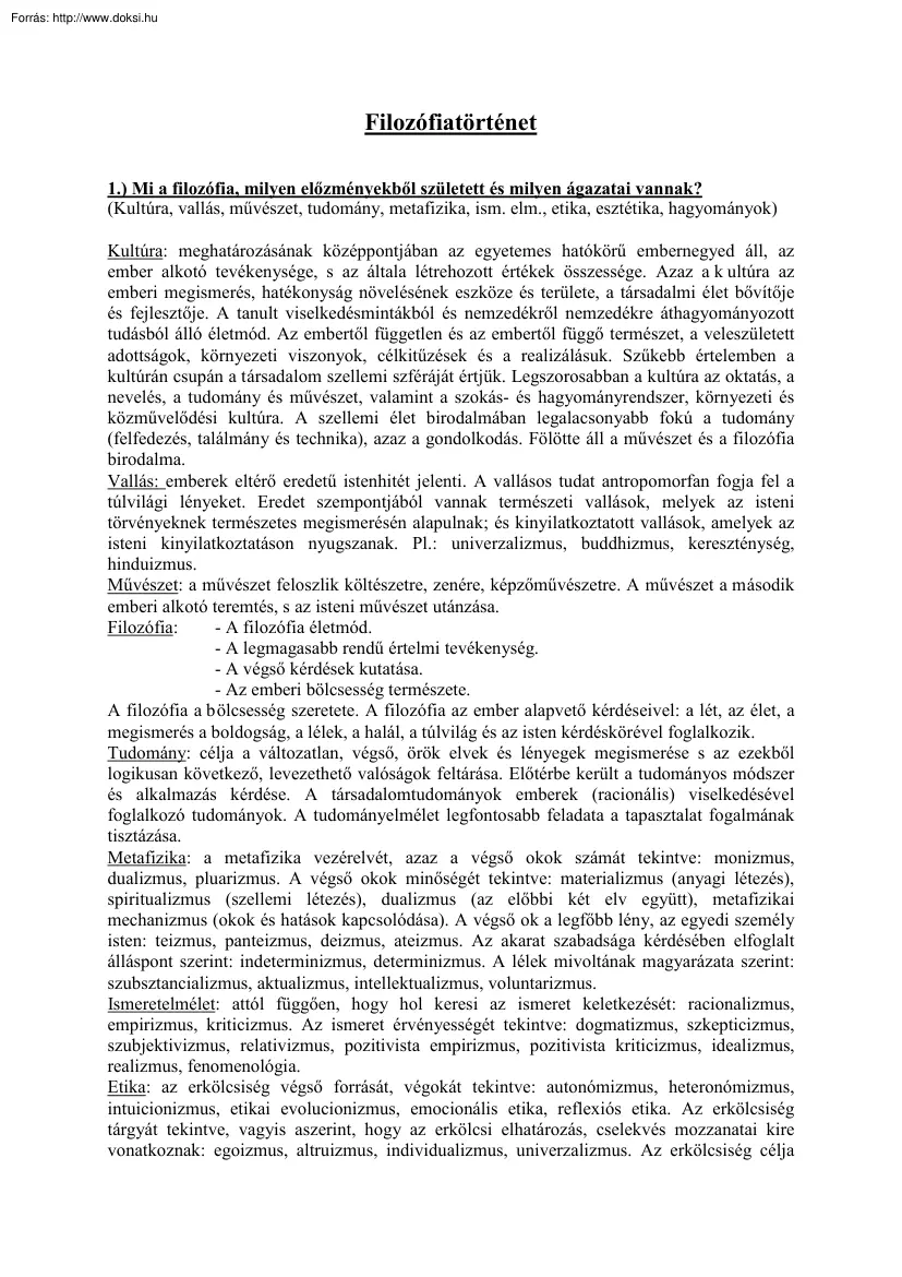 Filozófiatörténet