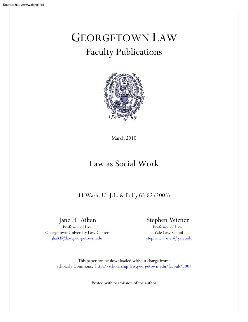 Aiken-Wizner - Law As Social Work
