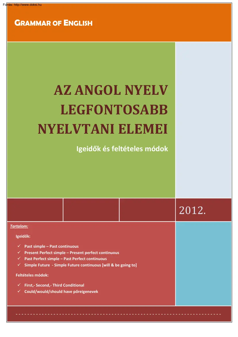 Szilágyi Szabolcs - Az angol nyelv legfontosabb nyelvtani elemei, Igeidők és feltételes módok