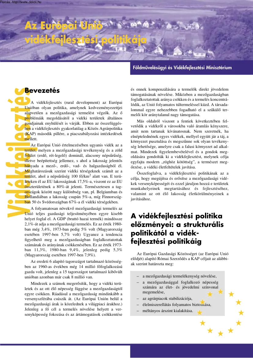 Az Európai Unió vidékfejlesztési politikája
