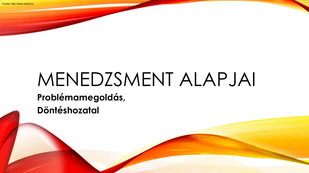 Tóth Orsi - Menedzsment alapjai