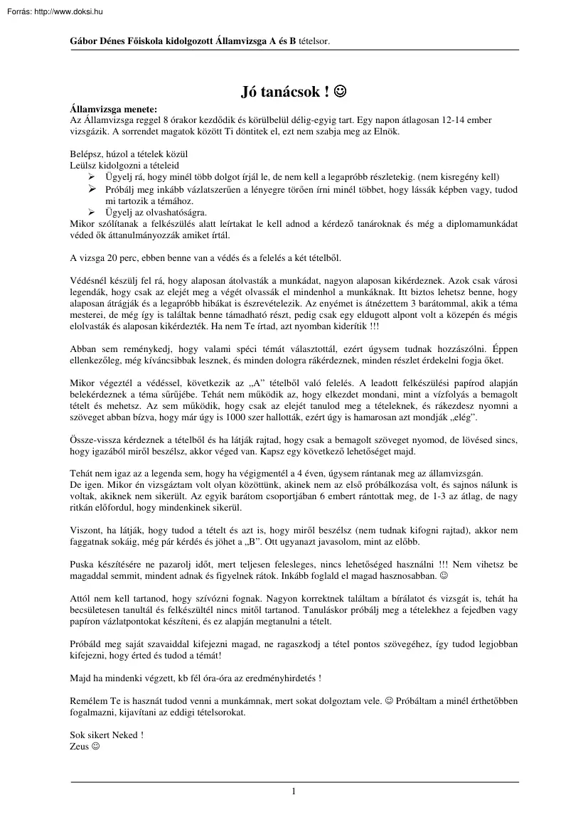 GDF Kidolgozott Államvizsga tételek, 2007