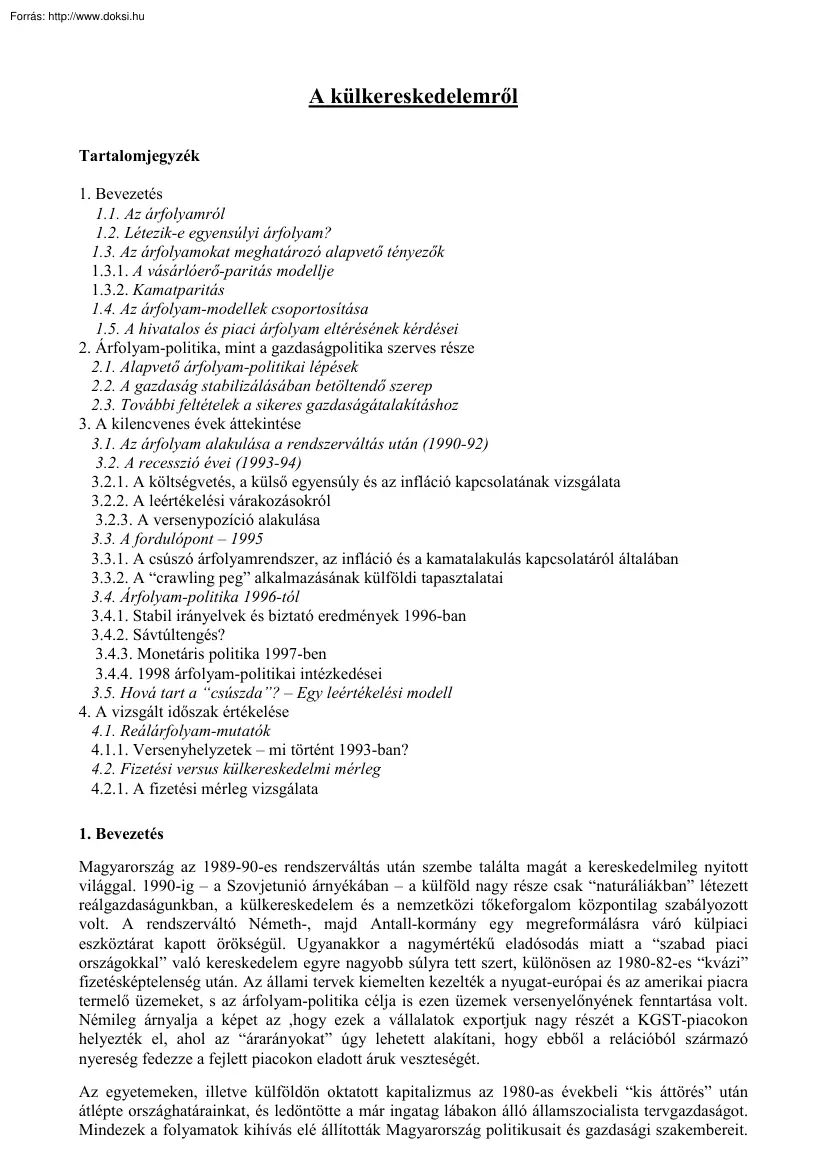 A külkereskedelemről