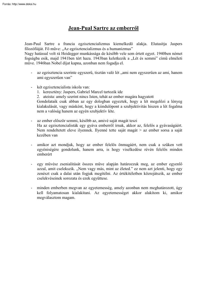 Jean-Pual Sartre az emberről