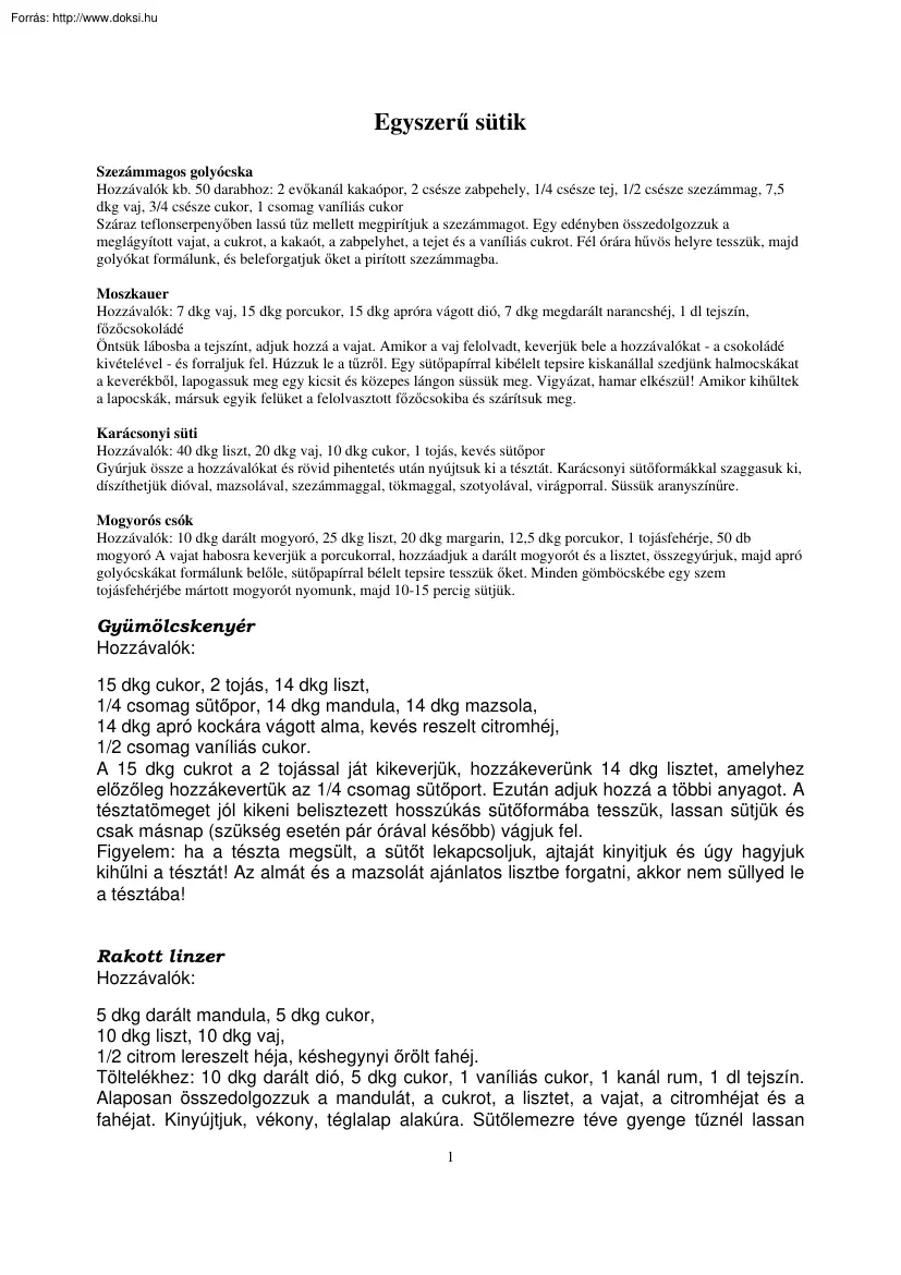 Egyszerű sütik