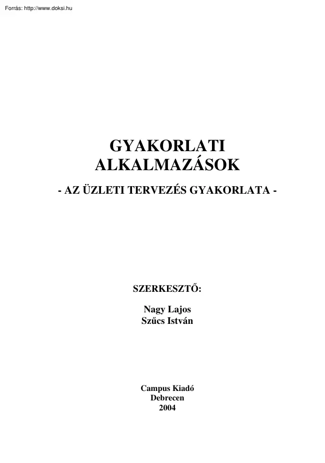 Az üzleti tervezés gyakorlata