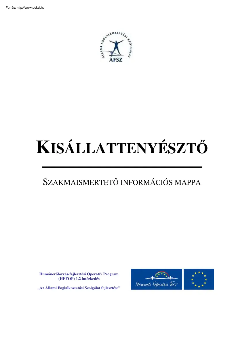 Kisállattenyésztő, szakmaismertető információs mappa