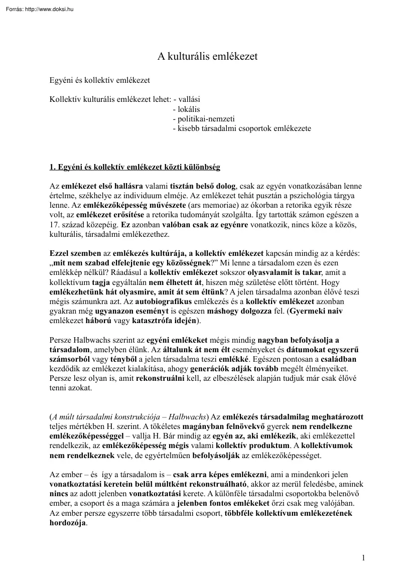 A kulturális emlékezet
