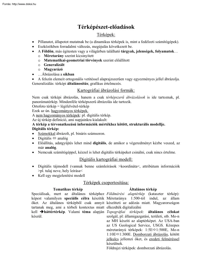 Térképészet előadások