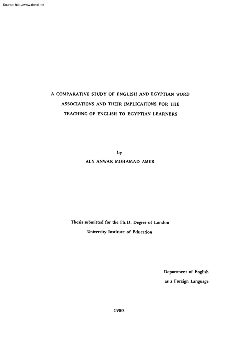 A Comparative Study of English and Egyptian Word Associations and their Implications for the