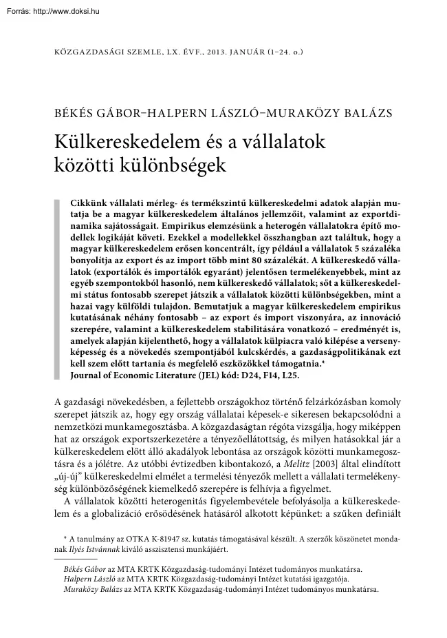 Külkereskedelem és a vállalatok közötti különbségek