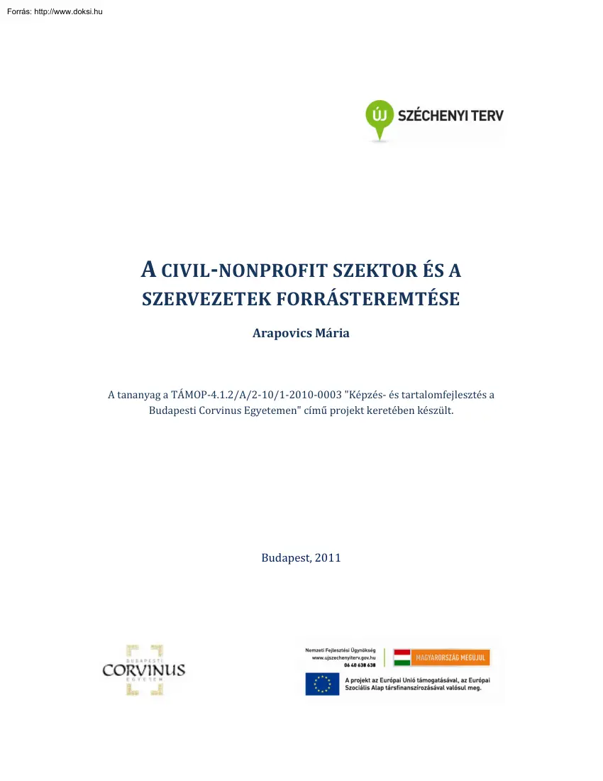 Arapovics Mária - A civil-nonprofit szektor és a szervezetek forrásteremtése