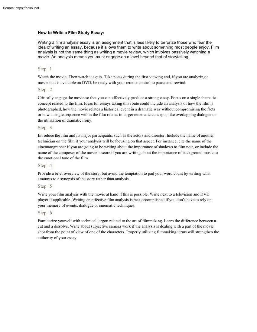 How to Write a Film Study Essay