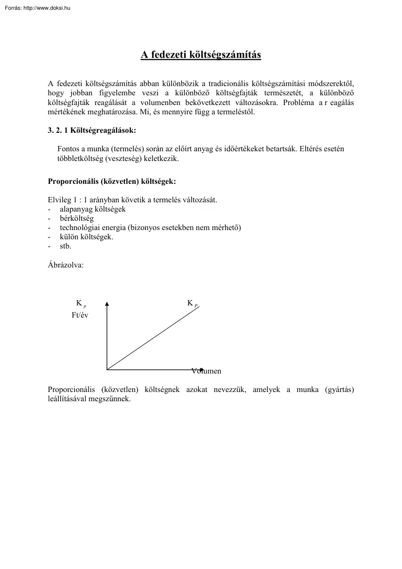 A fedezeti költségszámítás