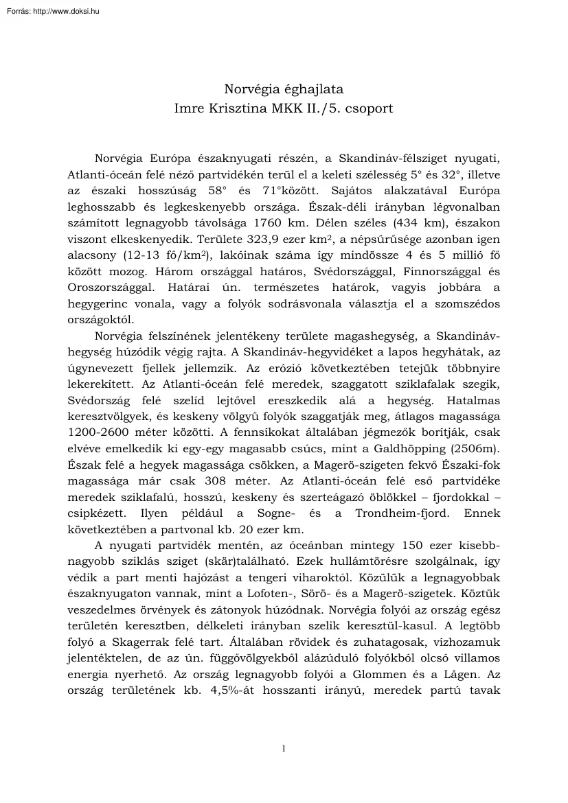Imre Krisztina - Norvégia éghajlata