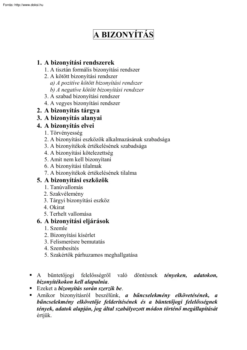 A bizonyítás