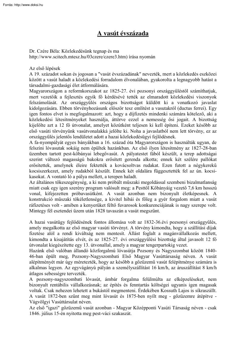 A vasút évszázada