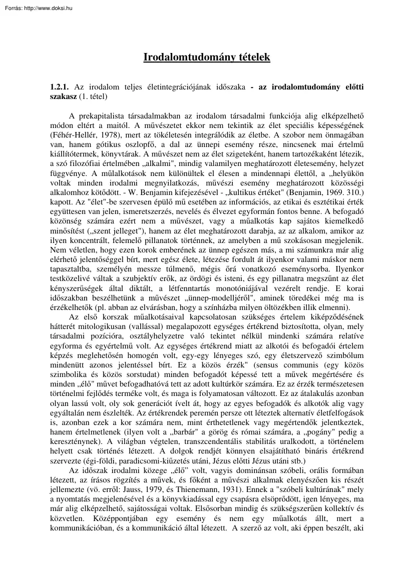 Irodalomtudomány tételek