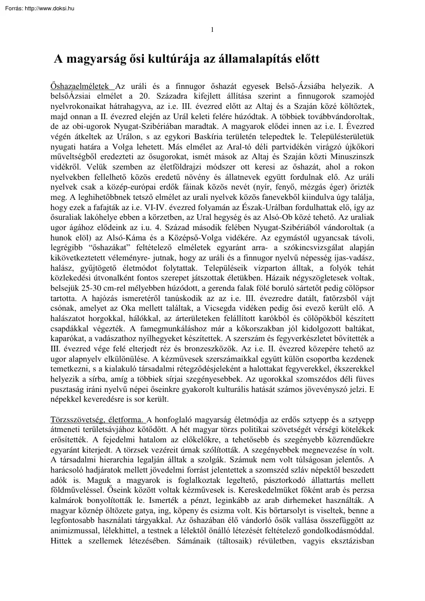 A honfoglaló magyarság életmódja és társadalma