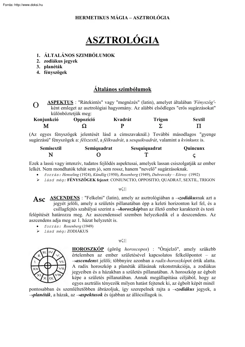 Hermetikus mágia, asztrológia